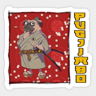 Pugjimbo - Red Background Sticker